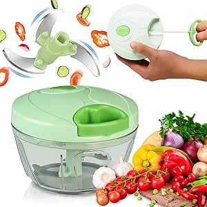 Manual Food Chopper Hand Pull Food Processor Vegetable Cutter, Chopper Hand String Vegetable Chopper Onions Cutter for Vegetable Fruits and nuts BPA FREE