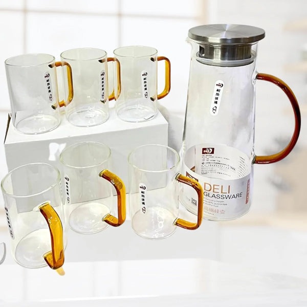 8 Pieces Elegant Deli Lemon Set Modern Crystal Water Juice Jug Pot