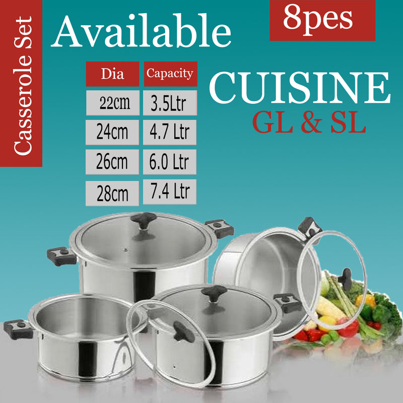 Stainless Steel Alpha 8pcs Set Cooking Pot handi