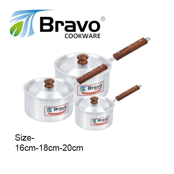 Bravo Aluminium Sauce Pan with Wooden Handle