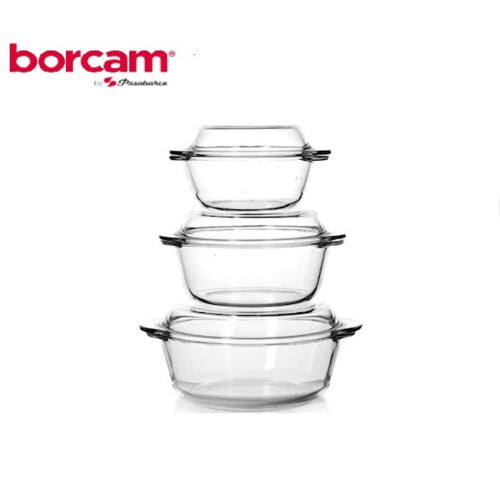 PASABAHCE Borcam 3 Piece Casserole Set (1450 ml, 840 ml, 2175 ml)