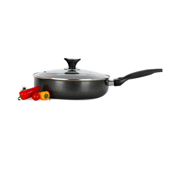 Non Stick Frying Pan with Lid Aluminum Black Deep Fry Pan