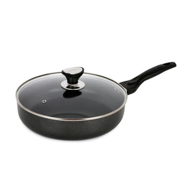 Non Stick Frying Pan with Lid Aluminum Black Deep Fry Pan