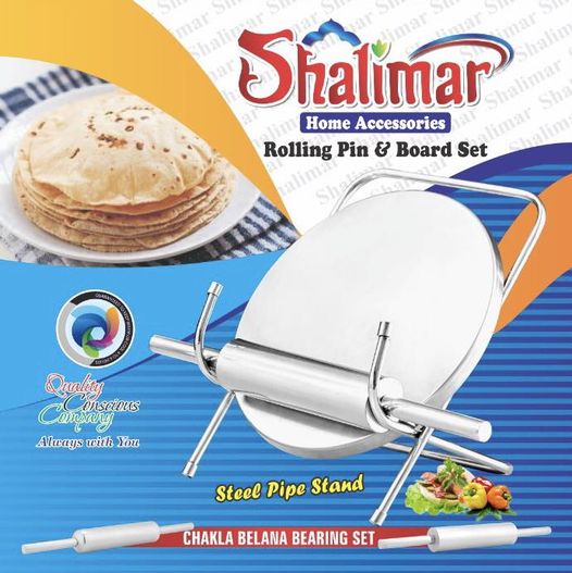 Shalimar Stainless Steel Rolling  Pin Roti Maker (Chakla Belan)