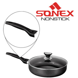 Non Stick Frying Pan with Lid Aluminum Black Deep Fry Pan