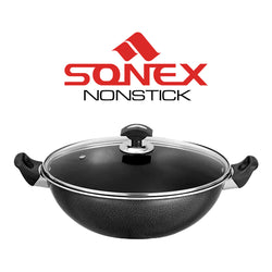 Sonex Non Stick Cooking Wok With Glass Lid - Black